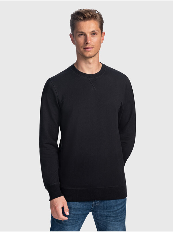 Long black crew neck regular fit Girav Princeton Light sweater for men