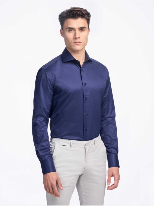 Long navy modern fit business shirt Girav Livorno for men