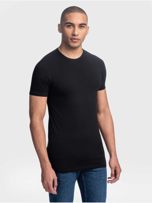 Extra Long Black Slim Fit Crew Neck Men's T-shirt Girav Bangkok [2-pack]