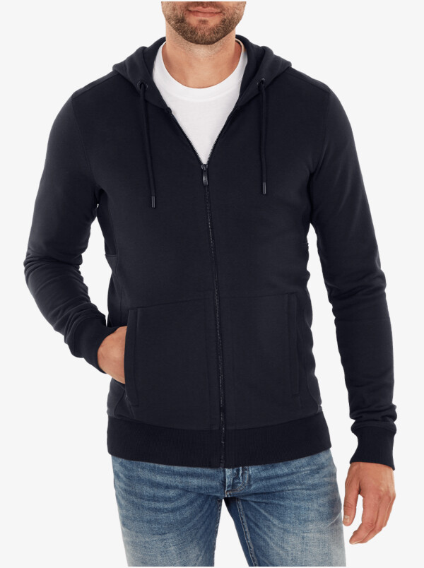 Girav Harvard long grey melange regular fit hoodie for men. Has a belly pouch with two stainless steel YKK zippers on the sides.