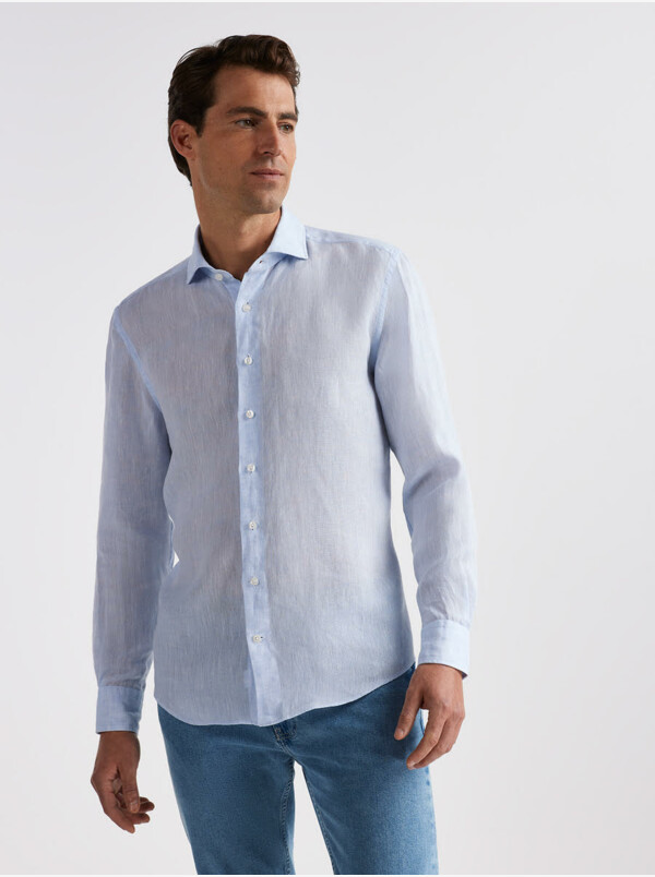 Bologna Linen Shirt, Light blue