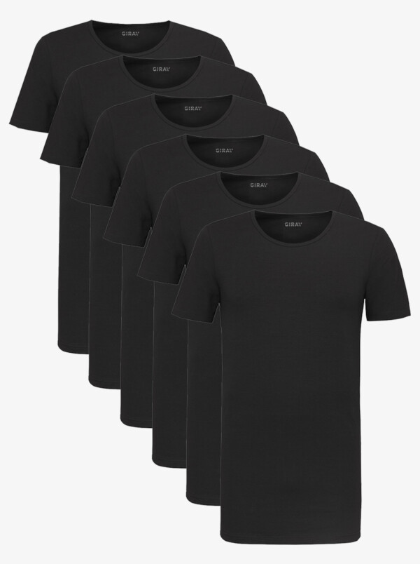 Black Long Men's T-shirt 6-pack Jakarta Medium Round Collar Slim Fit Girav
