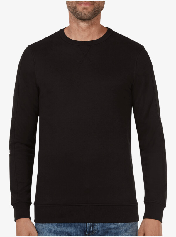 Long black crew neck regular fit Girav Cambridge sweater for men